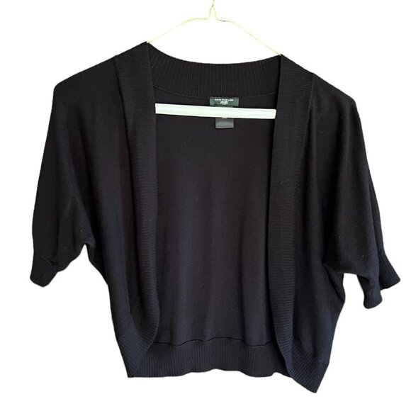 Ann Taylor Petite Black Rayon & Nylon Shrug Sweater Open Front, Size SP - Picture 1 of 8